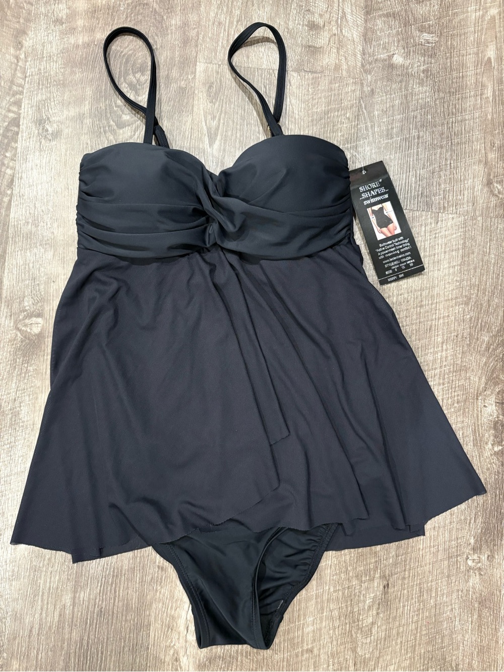 Shore Shapes Swimwear Size 8 NWT Black Tummy Control One-Piece Bathing Suit